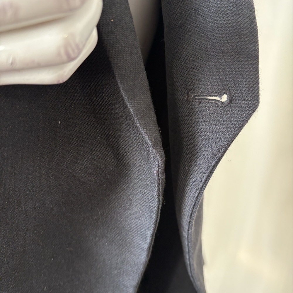 Helmut Lang Classic Black Linen Corporate Goth Office Siren Blazer Leather Lapel - Picture 5 of 9